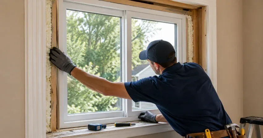 close-up of Low-E glass coating on an insulated window Tyrone