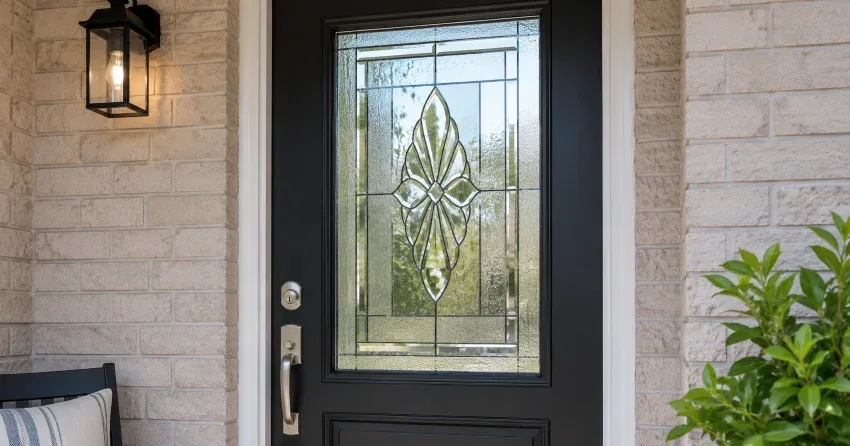 technician replacing a cracked decorative glass panel in Tyrone