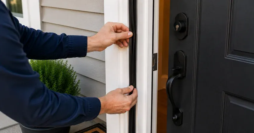 technician performing light test on door seal in Tyrone