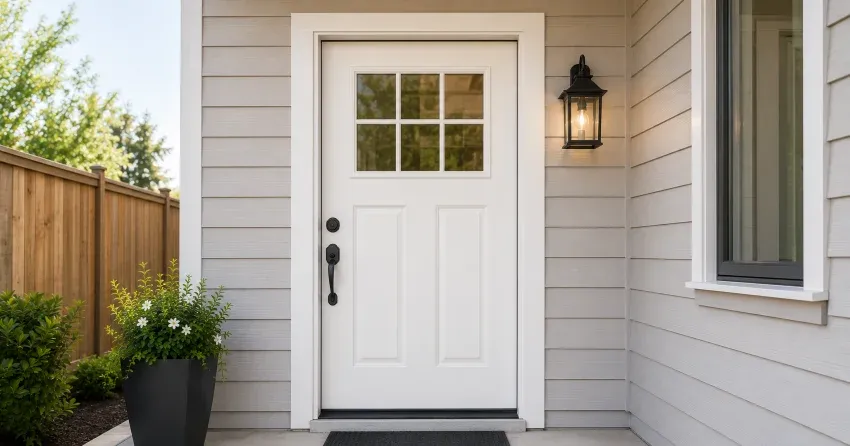 technician installing exterior door frame in Tyrone