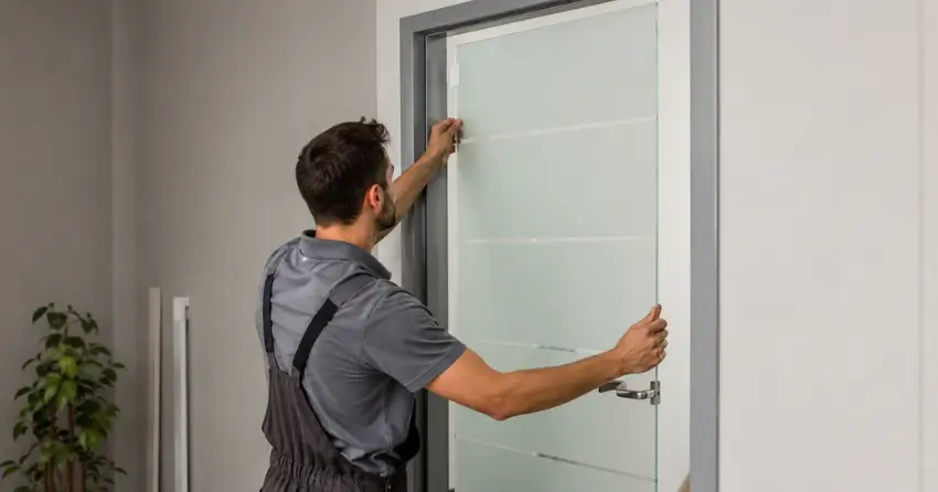 frosted glass interior door panel installation in Tyrone