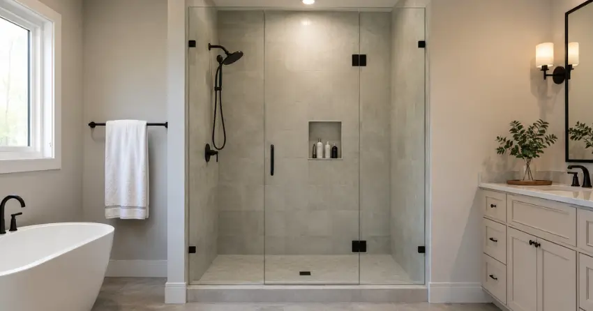 new frameless glass shower door installed in Tyrone