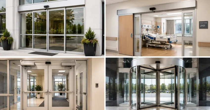 automatic door services technician completing system diagnostic in Tyrone
