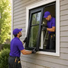 Completed exterior door and window work